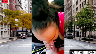 Watch this seductive Asian slut swallowing strangers cock in the car