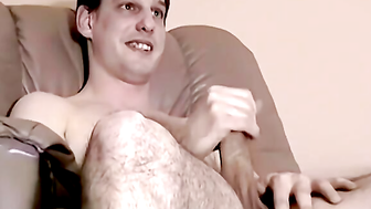 JoeSchmoeXXX.com - Homo plays with his shaft and cums while watching porn intently