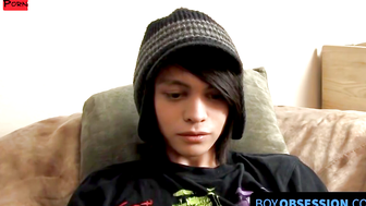 BoyObsession.com - Skinny twink Roxy's dildo stuffing and wanking post-interview