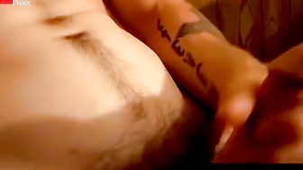 Str8Thugs.com - Inked straight thug's solo wild cock jerking and cum blasting scene w