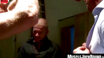 MuscleJockBound.com - Guard Luke Riley inspects and preps new captive