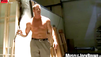 MuscleJockBound.com - Cum-smeared Pain watches sexy man flogged