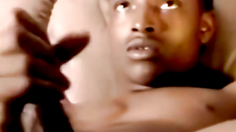 JoeSchmoeXXX.com - Black amateur strokes his dick before his lover eats his cum hungr