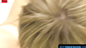 BoyObsession.com - Skinny twink's cum feed after riding throbbing cock hard