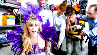 Milf takes all the security guards dicks during gangbang