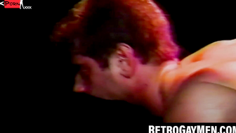 Classic Jeff Turner chokes on Chad Douglas cock until he cum