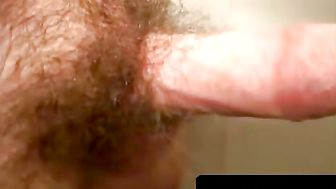 Older dude jerks off until he erupts with thick cum