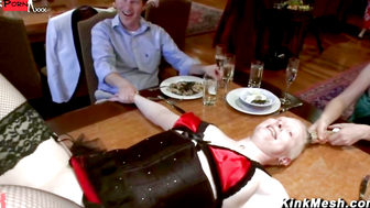Slave Orgy at Big Brunch Bianca Stone Fucking and Sucking and Fisting on Table