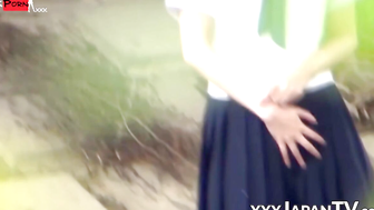 Japanese college girl Secret Masturbation Outdoor Adventure