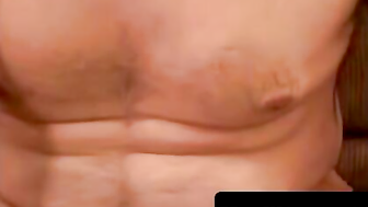 Hung bearded daddy harshly pumps his thick cock