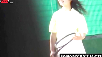 Voyeur films two tennis babes dressing after a sweaty match