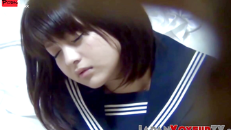 Spying these schoolgirl  through holes playing their cunts to climax