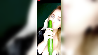 Big Russian whore sucking cucumbers - TANGO LIVE