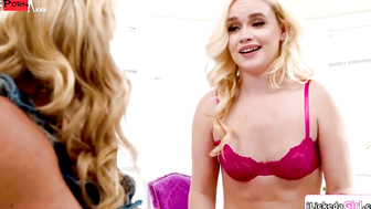 Blonde Lesbians Enjoy Intimate Cunnilingus on the Bed