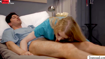 TS nurse sucks weak patients dick to have energy
