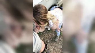 Fellatio and Sex with a very Great cunt with mouth Swallows Sperm into Outdoor