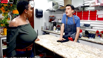 YOUNG WAITER FUCKED THE BOSS AND A FAT NEGRI WOMAN AT WORK 13
