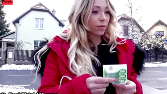 Public agent picks up sexy French babe Jennifer Amilton and fucks her for money 22