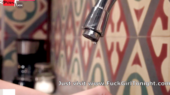 Blonde Babe's Kitchen Encounter and Deep Throat Session