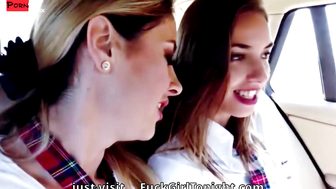 Two naughty girls having fun in Uber 144