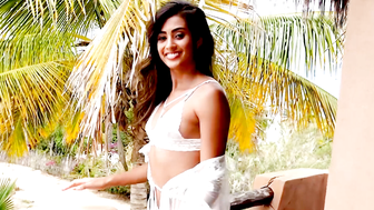 Beautiful Latina MILF shows perfect body while posing solo in lingerie