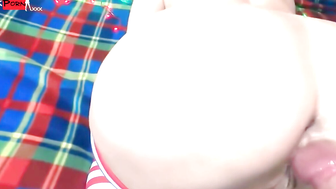 Christmas MILF Sloppy Blowjob and Doggy Anal Sex - Creampie Closeup anal