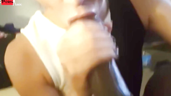 Neighbor's Obedient Wife Gently Laps Up Cum After Servicing Black Dick cumshot
