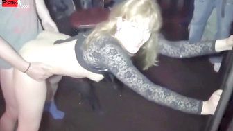 Naughty wife Nicole gangbanged by everybody at a club cumshot