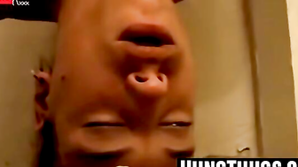 Straight dude yanks his fat cock and cums upside down hard