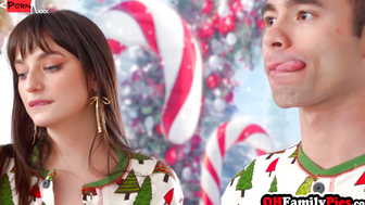 Teen stepdaughter and big tits MILF stepmom gets horny for the Christmas