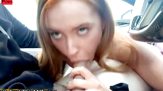 Sexy Big Tits Red Head Zoey Luna Fucks In Car Tesla Autopilot 27