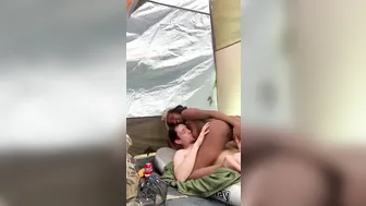 African chick fucks white bro while camping