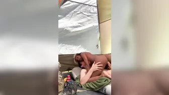 African chick fucks white bro while camping