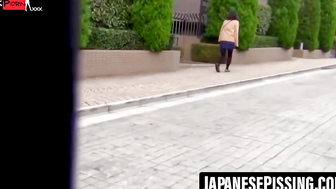Japanese squirters caught midstream flee with wet stilettos