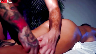 Elegant Blonde Gives Sensual Full Body Erotic Oil-Massage to Client's Hard Dick