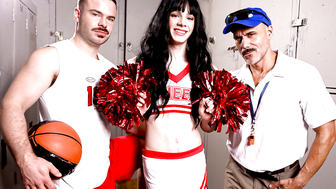 Female-Bodybuilder" - Cheerleading Coach Trains Her Students In A Threesome Scenario