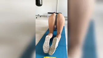 Beauty topless workout inside outside gym with wardrobe malfunction