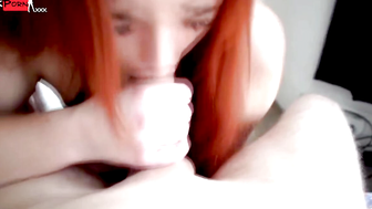 Redheaded Babe Sucks Big Dick in Passionate Lovemaking Session