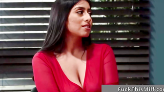 Curvy busty coed Violet Myers rides teacher 12