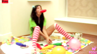 Very Naughty Cofi Milan Needs Some Balloons To Pleasure Herself!