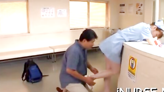 Fine nurse works cock in POV