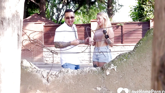 Picked up blonde gets dick in public