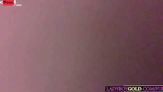 Asian Transgender Babe in Leather Gloves Fetish Domination