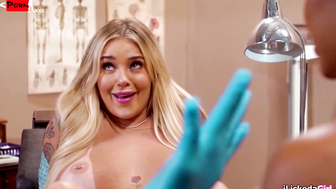 Busty nurse gets horny seeing lesbian patients pussy licking