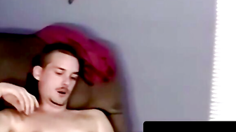 Solo masturbation escalates to bareback anal fireworks