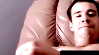 Kinky teen strokes throbbing cock while sucking dick