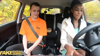 FakeDrivingSchool African Brit Asia Rae Getting Stuck and Pounded