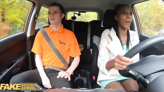 FakeDrivingSchool African Brit Asia Rae Getting Stuck and Pounded