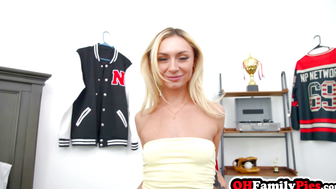 Petite blonde teen stepsister Chloe Temple riding stepbros big hard dick