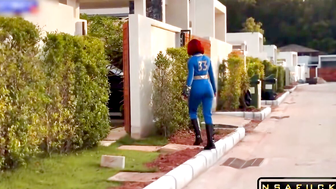 Redheaded Babe Roleplays as Vault Dweller from 'Fallout' - Sexy Halloween Costume